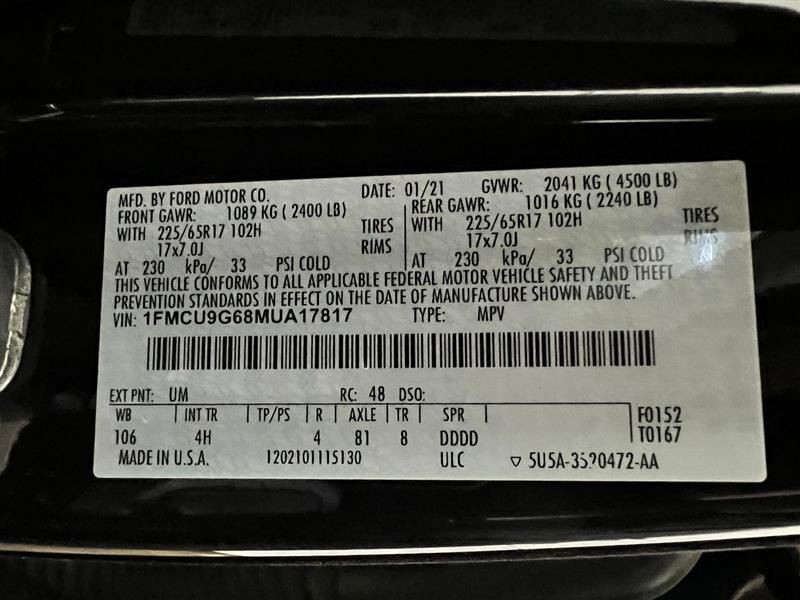 2021 Ford Escape Windshield Mounted Camera/Projector 2402994