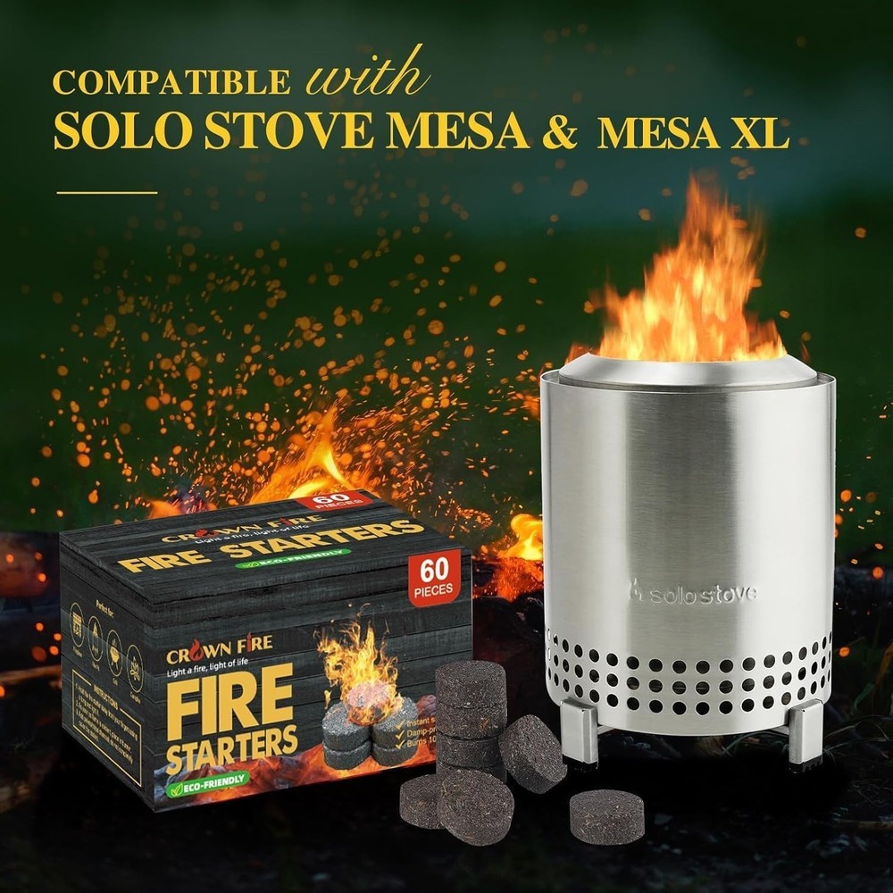 All-Weather Fire Starters - 60 Count, Long Burning & Easy Lighting for Grilling