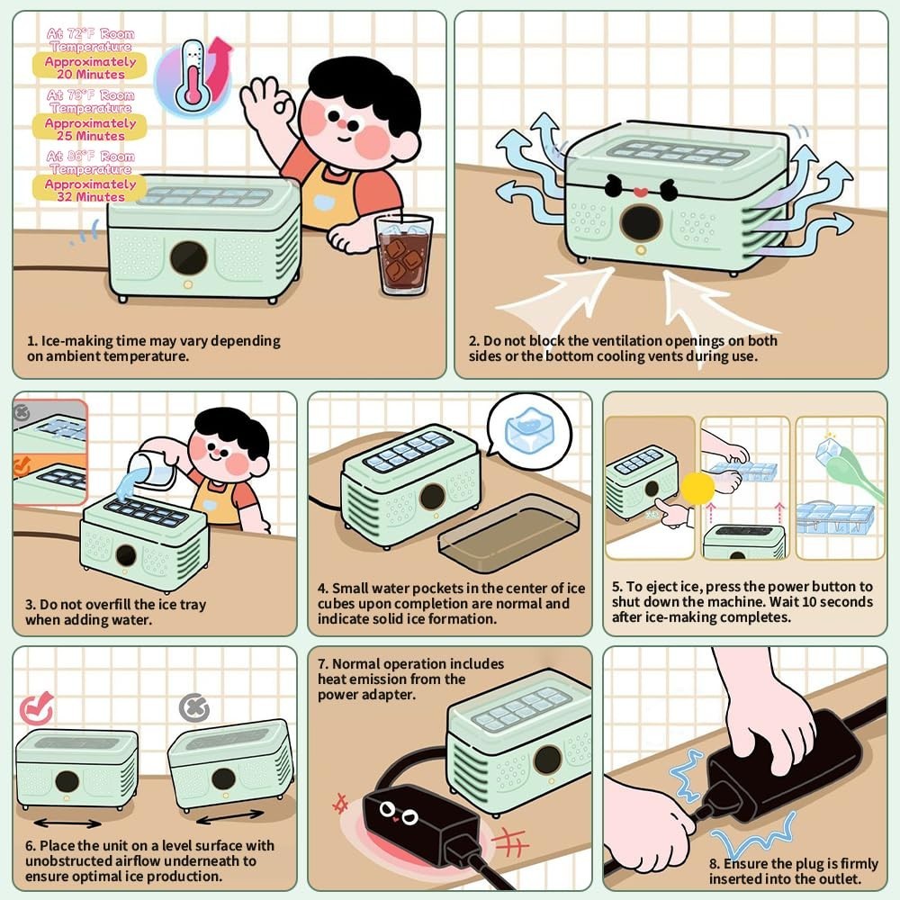 Portable Ice Maker, Fast Ice Making, Quiet, Energy-Efficient