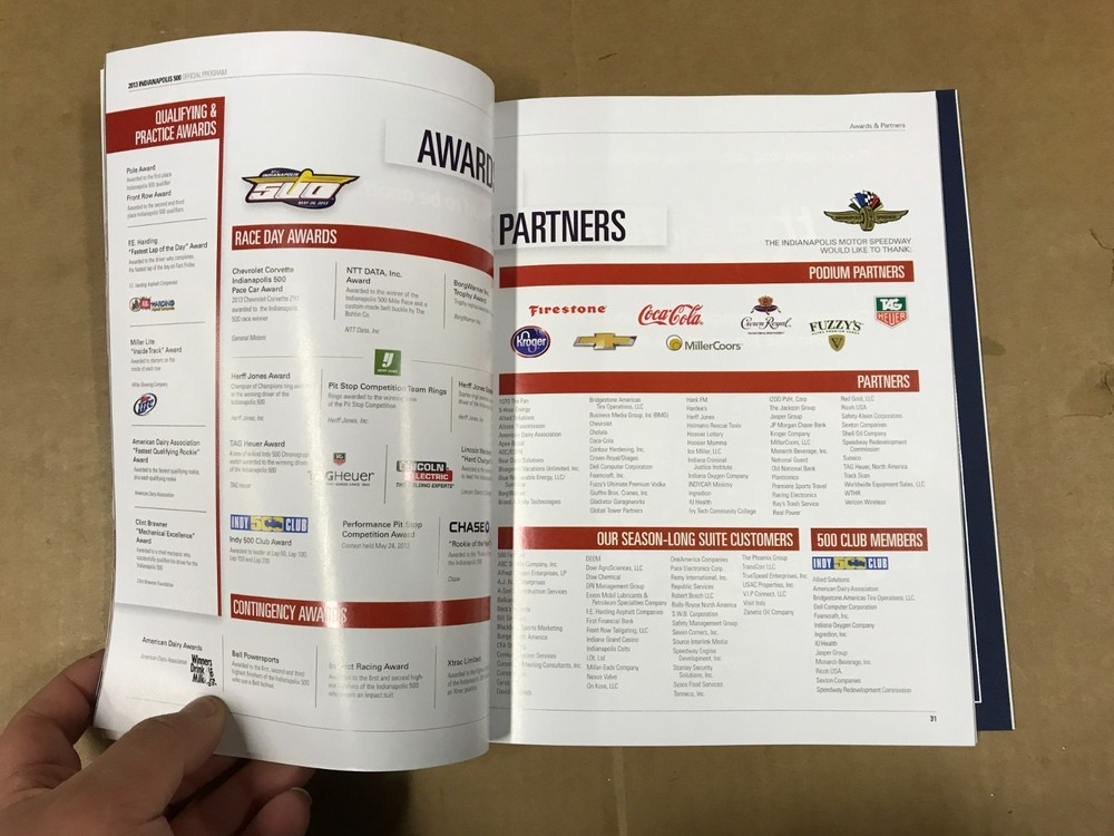 Indianapolis 500 Official Racing Program - May 26, 2013