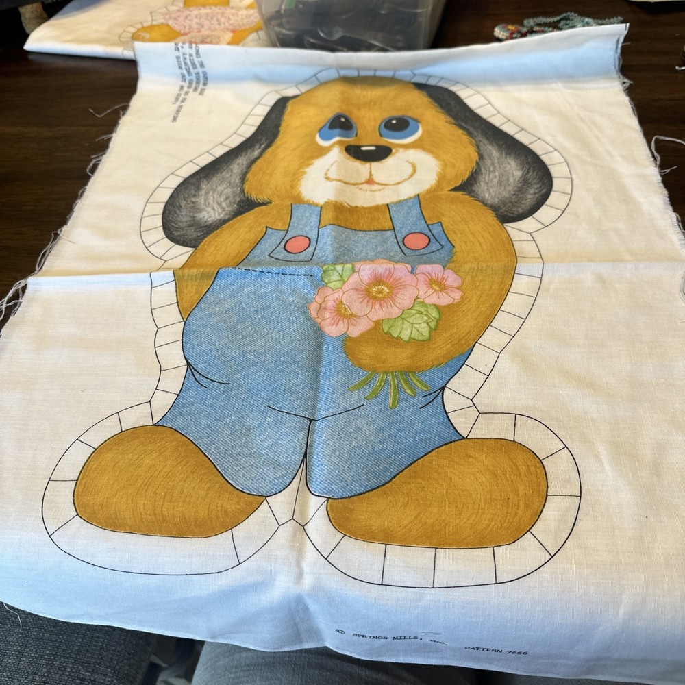 Vintage Sewing Pattern Panel, Uncut, Dog With Overalls Pattern