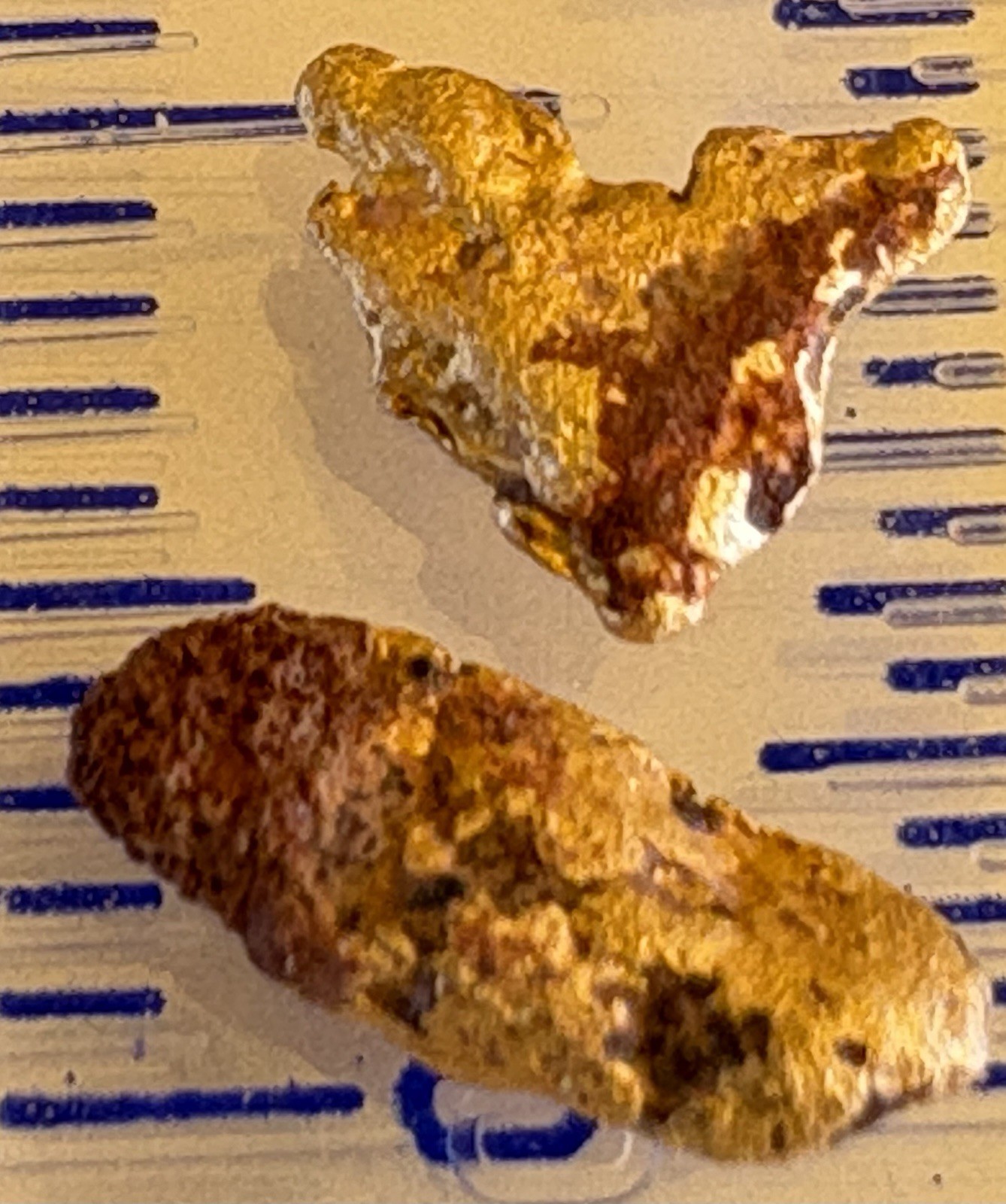 2 genuine, natural, Australian gold nuggets 0.59 gram