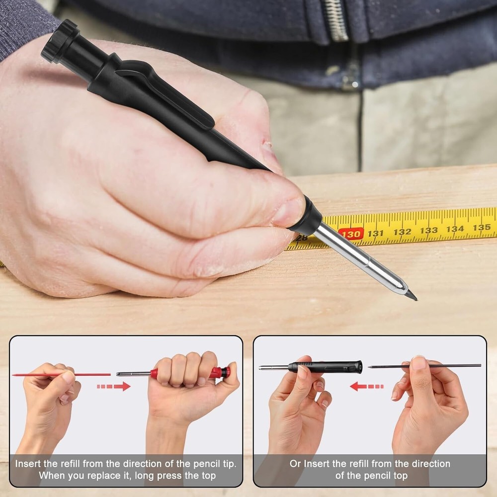 2 Pack Carpenter Pencils Mechanical Pencils with 12 Refills, Construction Pen...