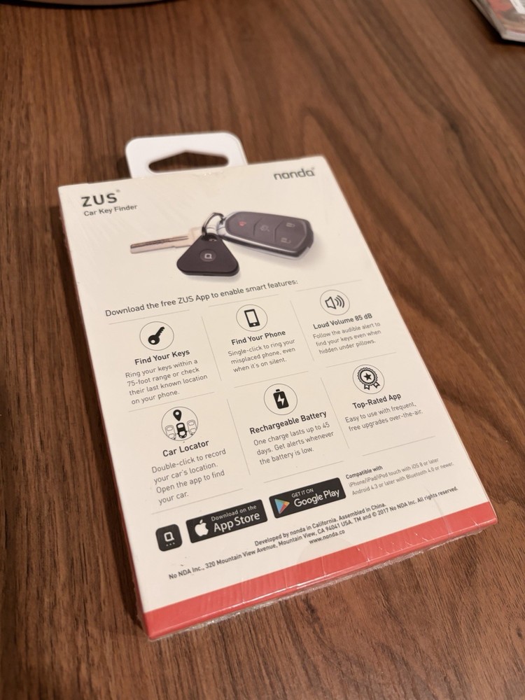Zus Nonda Car Key Finder Bluetooth Tracker 75-foot Range