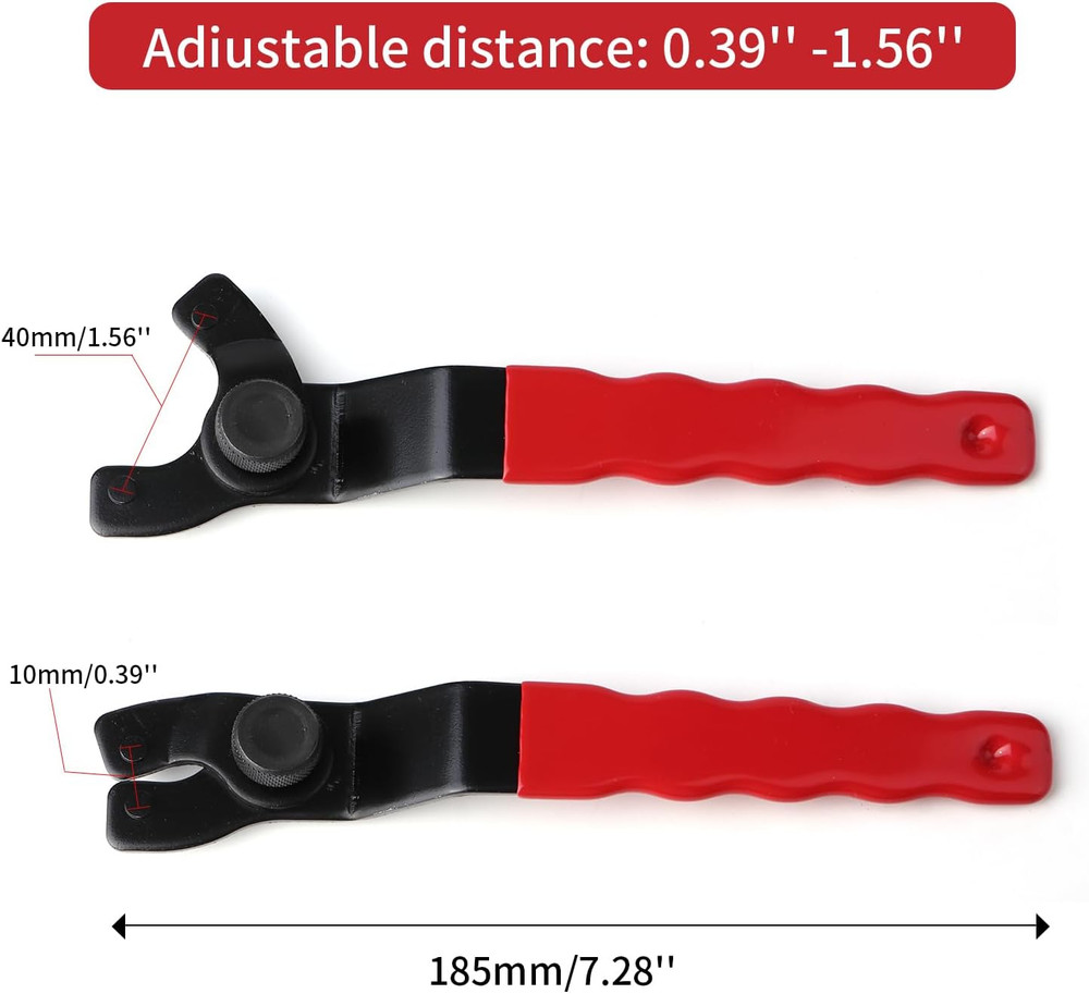Adjustable Pin Wrench for Angle Grinder Machine,Grinder Spanner ​Wrench (Red)