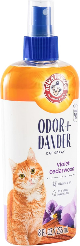Cat Odor Control & Dander Reducing Spray with Deodorizing Baking Soda, Violet Ce