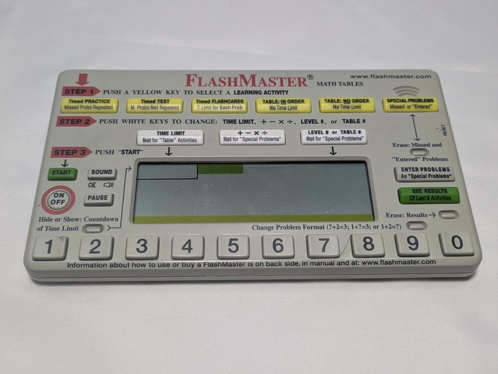 FlashMaster Math Tables Learning Device MT1A Electronic Flashcards Kids Untested