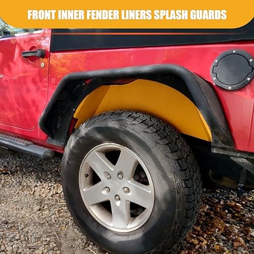 Front & Rear Inner Fender Liners Compatible with 2007-2018 Front&Rear - Yellow