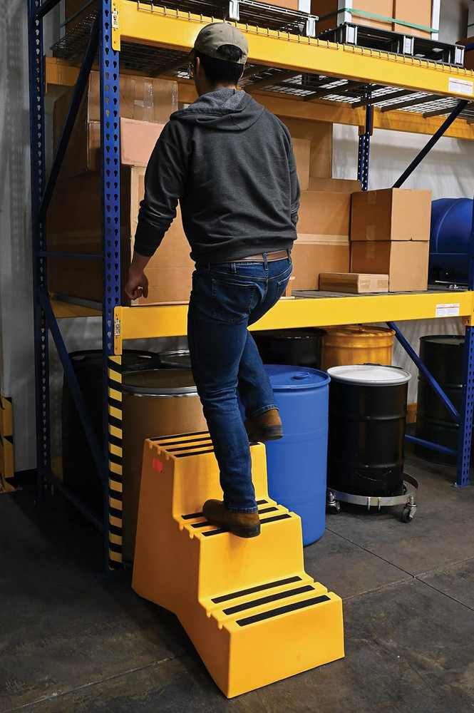 Vestil VST-3-Y Polyethylene Step Stool, 3 Step, Yellow