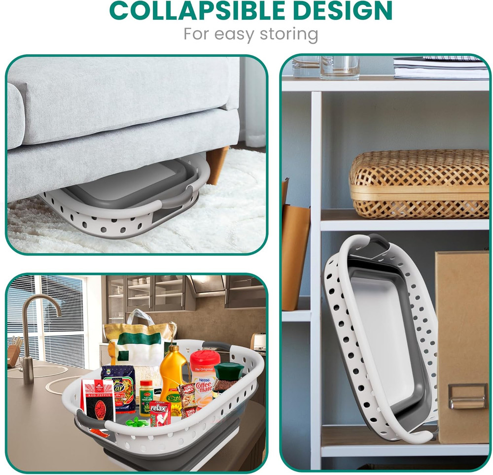 Ideality Shop Collapsible Laundry Baskets - Set of 2 Laundry Hamper 3 Handled Pl