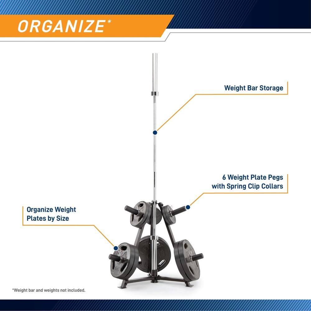 Marcy 6-Peg Olympic Weight Plate Tree and One Size, Triangular - Black