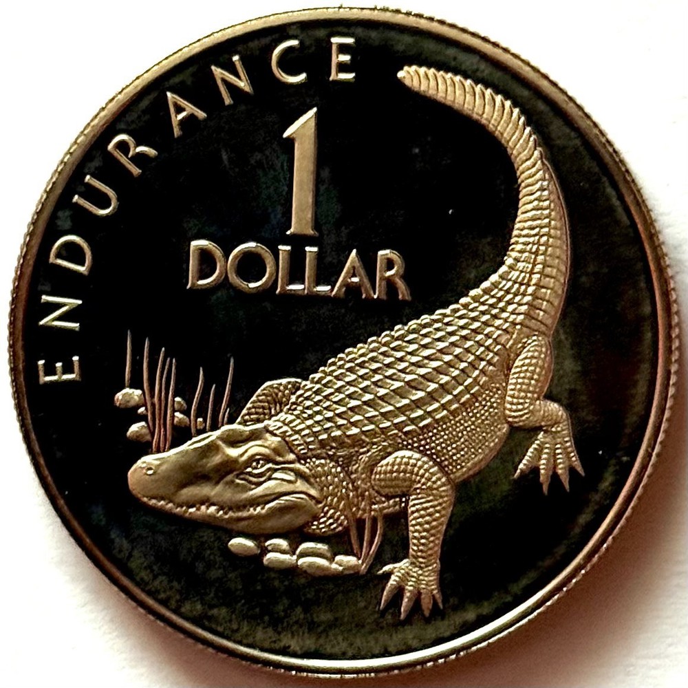 GUYANA 1 DOLLAR 1976 PROOF Caiman crocodilus