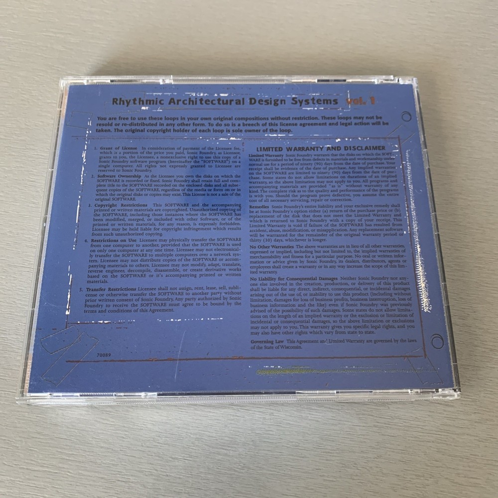 Sonic Foundry Loops for ACID | Rhythmic Architectural Design Systems Vol 1 CD