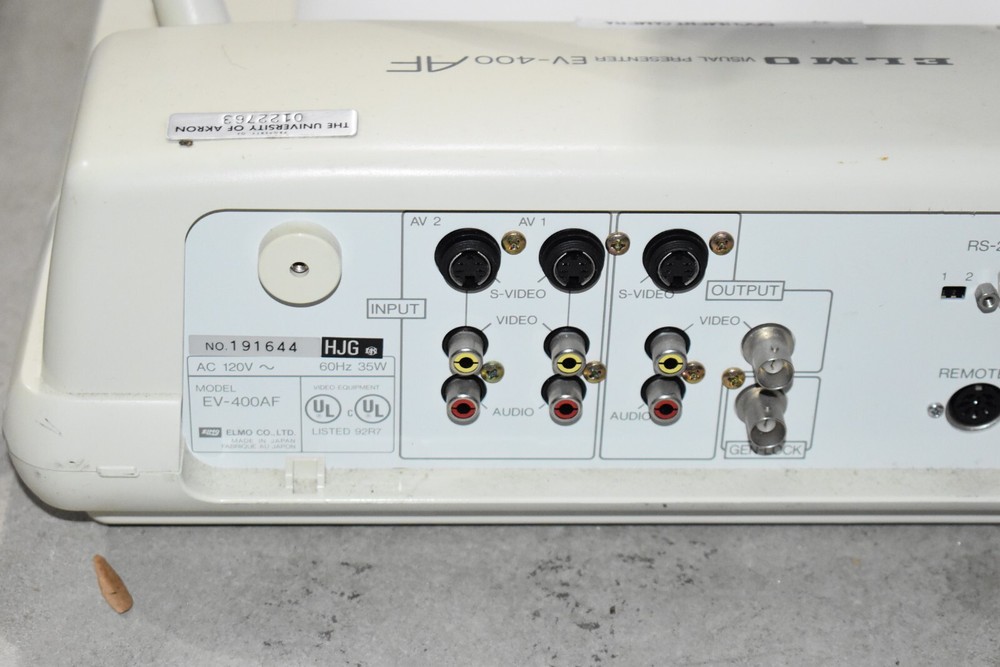 Elmo Auto Focus Overhead Visual Presenter Camera Projector Model EV-400AF