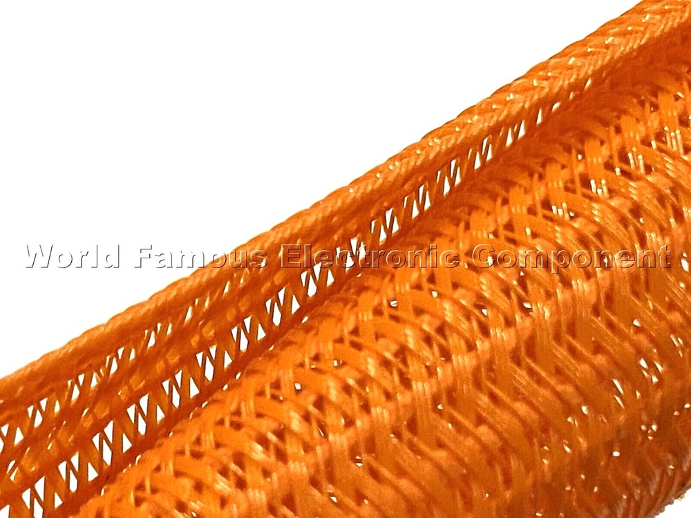 F6N1.00OR 1" Orange Split Braided Cable Sleeving , Split Loom , Wrap - USA