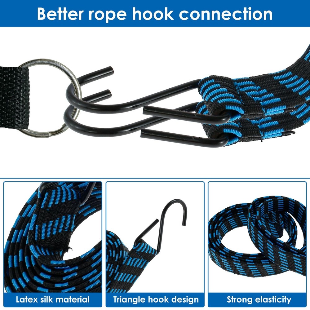 Bungee Cords with Hooks,10 Pack 77''-84'' inches Adjustable Long Flat Bungee ...