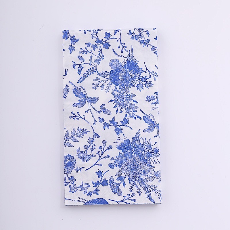 20 White Blue Floral 2 Ply Paper Disposable Dinner Napkins Party Decorations