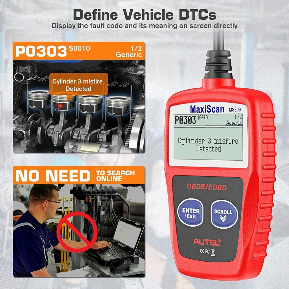 Autel MaxiScan MS309 OBD2 Scanner Enhanced Engine Fault Code Reader