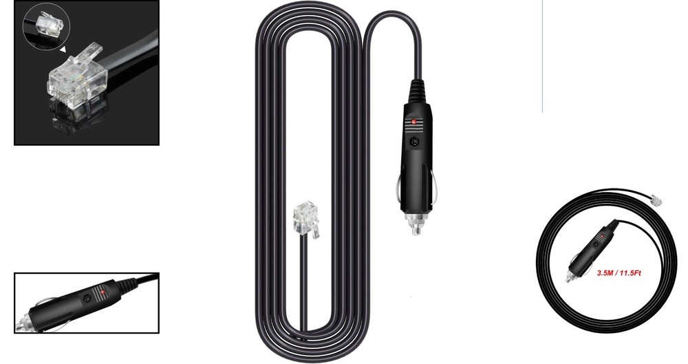 Versatile Radar Detector Power Cable 11.5ft Compatible with Escort & Beltronics