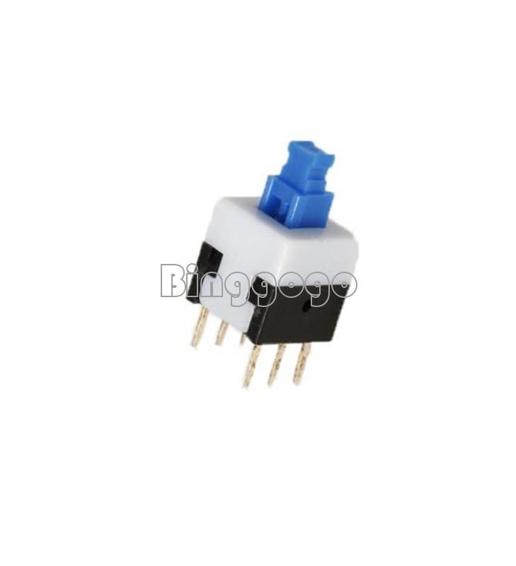 20pcs 8x8mm cap self-locking type square blue button switch control