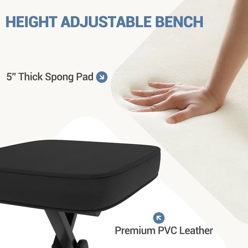 2 Pack Portable Adjustable Piano Bench, Folding Keyboard Stool