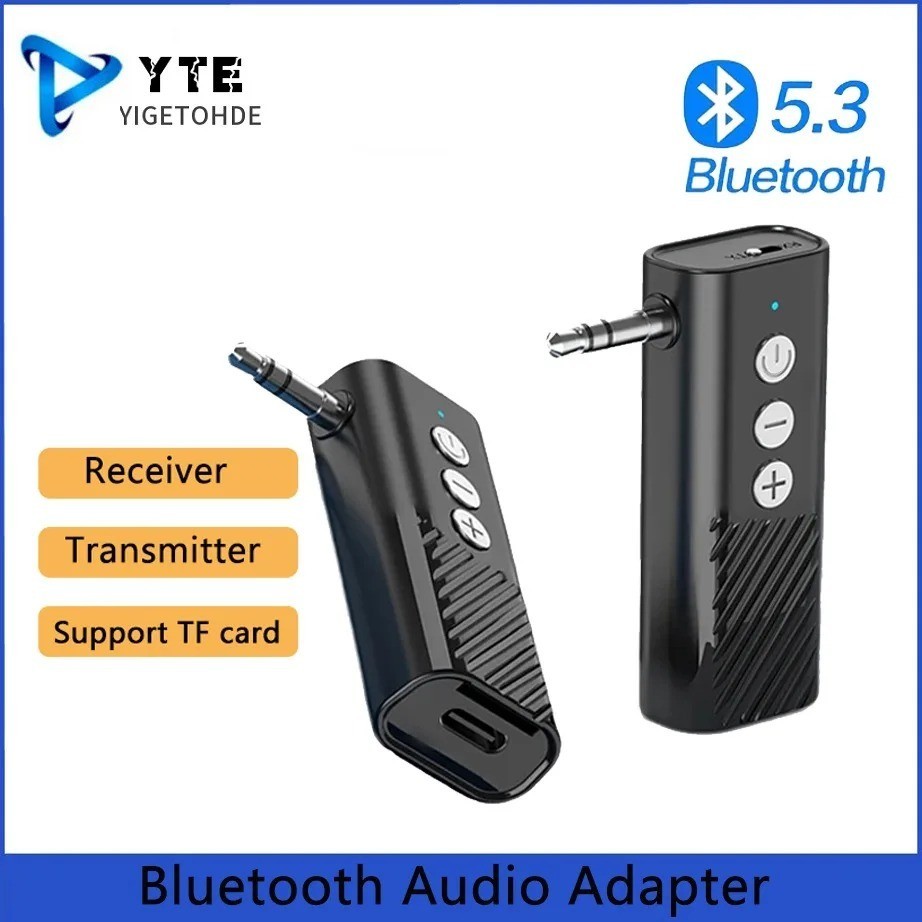 Jack Aux 5.3 Transmitter Receiver Adapter Audio 3.5mm 3-in-1 Wireless Bluetooth