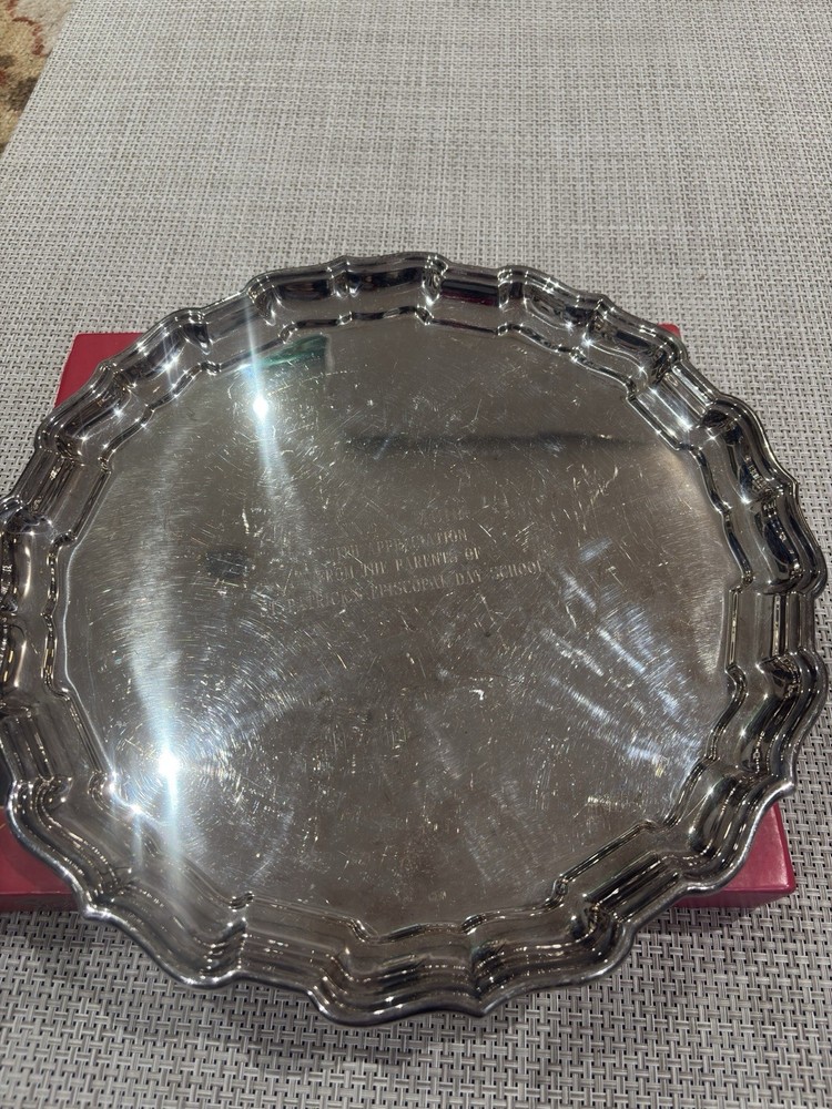 Reed & Barton Silverplate Chippendale Tray Engraved St. Patrick 14”