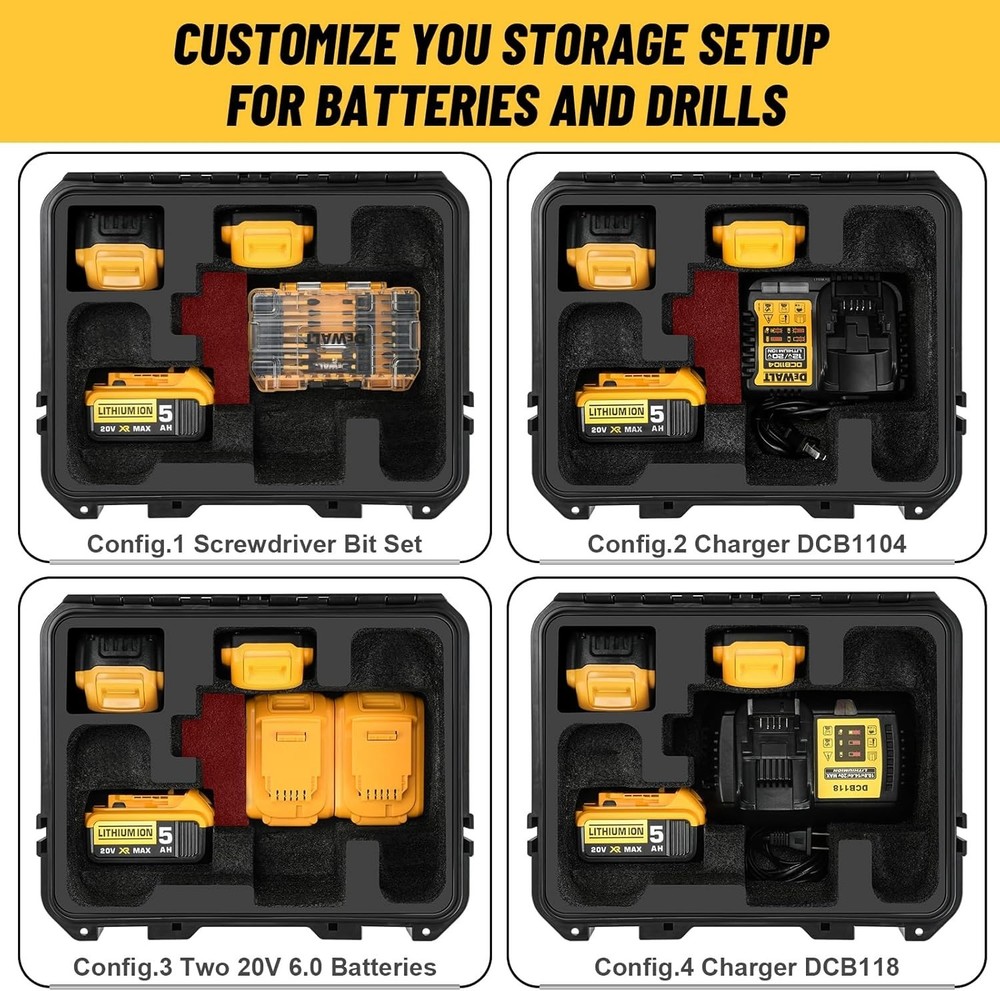 Case for Cordless Drill/Impact Driver Set - Waterproof Hard Tool Box for Dewa...