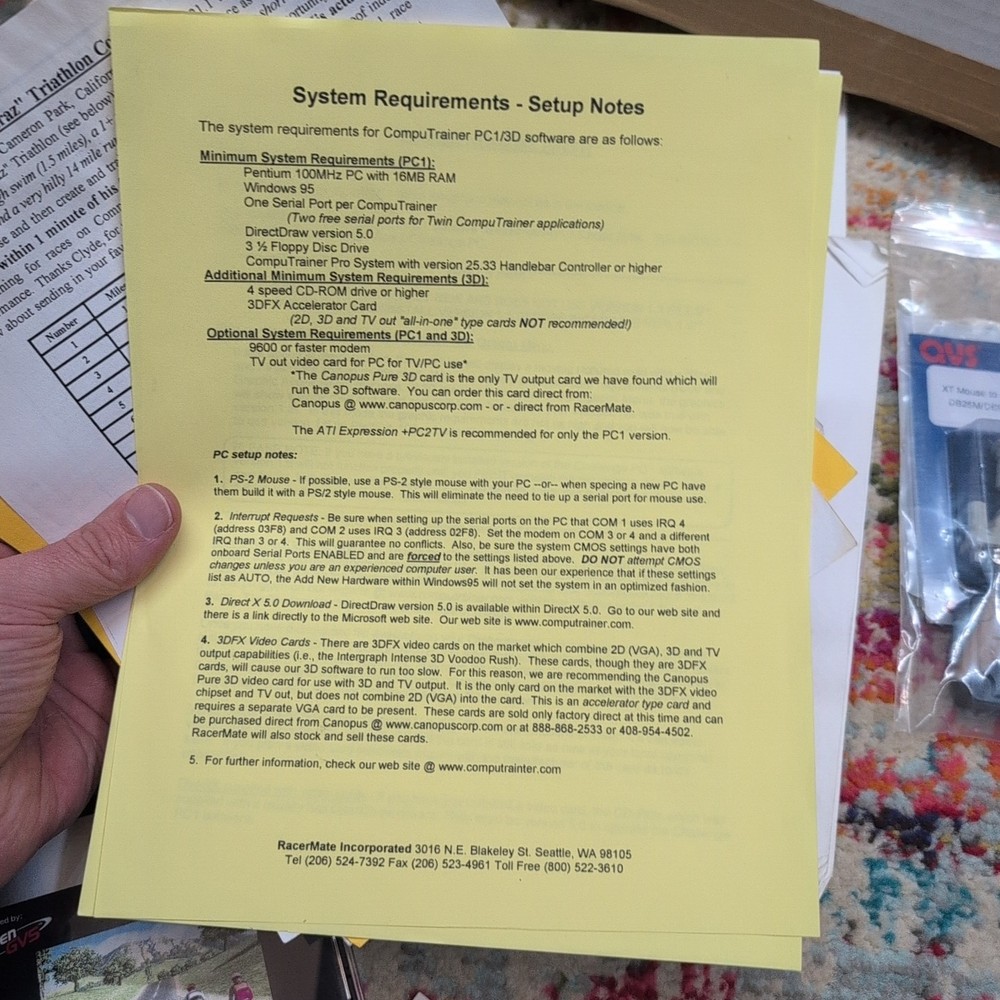 RacerMate CompuTrainer Pc1 Version, 8001/2 Software, 3D, Spinscan Etc