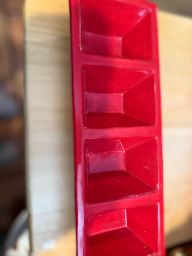 Ceramic Serving Dish/ Condiments 4 Sections 12" X 4" X 2" AVON RED STRIPED