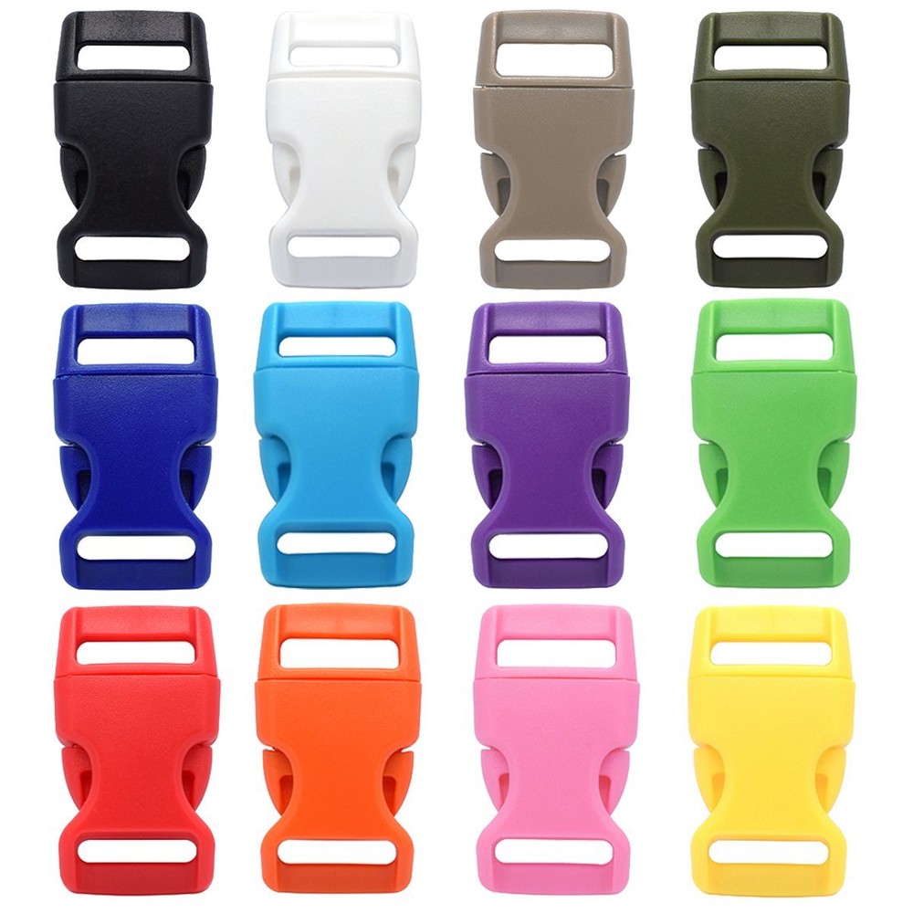 12 Colors Curved 5/8 Side Release Plastic Buckles 60 Pack