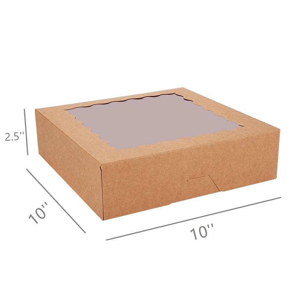30-Pack Pie Boxes 10" x 10" x 2.5" Bakery Boxes with Window Auto-Popup Cookie...