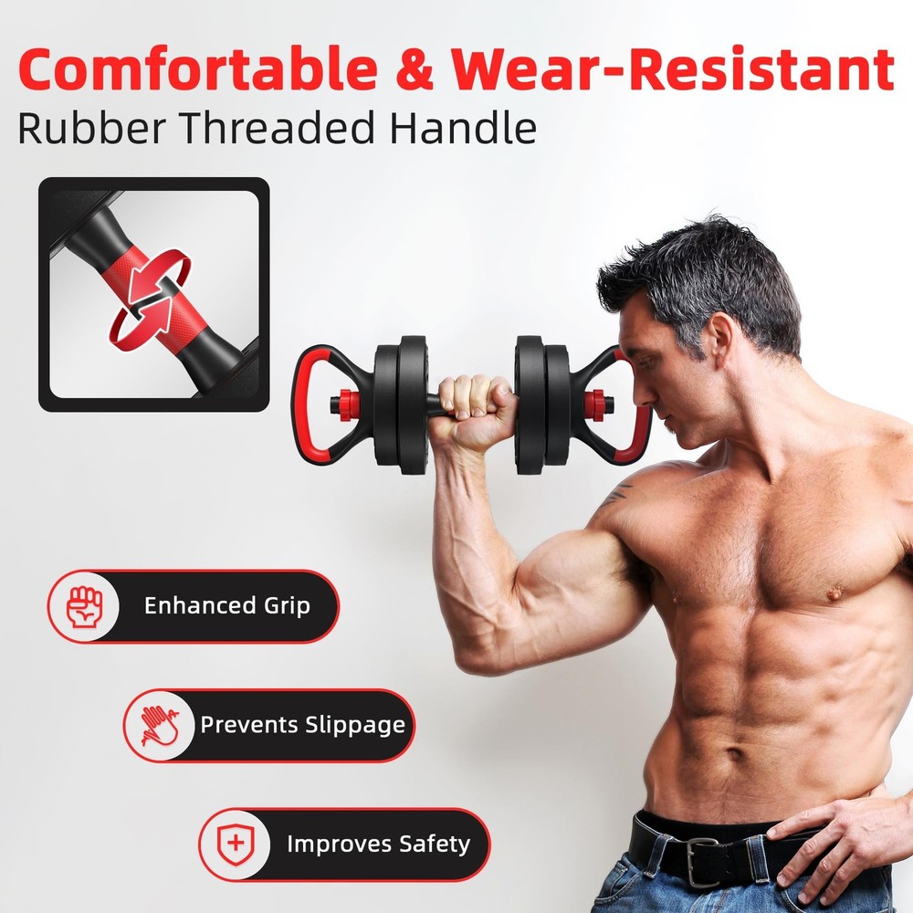 Fitvids Multi-Functional Changeable Dumbbell Adjustable Weights, 40LBS, 4 in 1