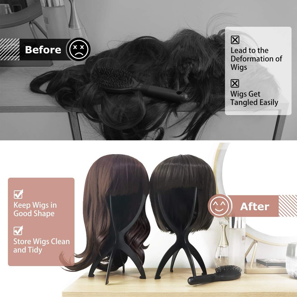 Wig Head Stand for Travel 2 Packs