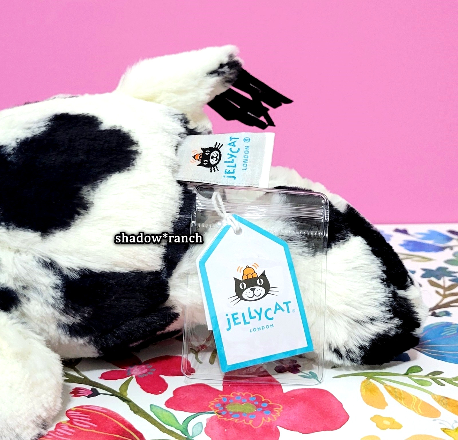 Jellycat BASHFUL CALF - Medium 12" - Authentic - Black White Cow - New with Tags