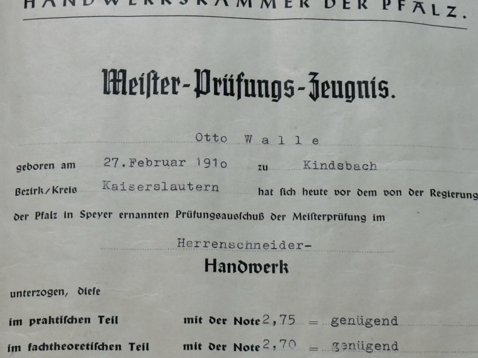 German Tailor Certificate Lot 1934–1941 Munich Meister Sewing Documents