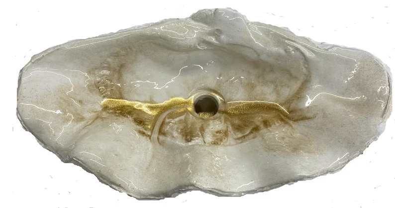 seashell vessel sink gold clamshell bathroom
