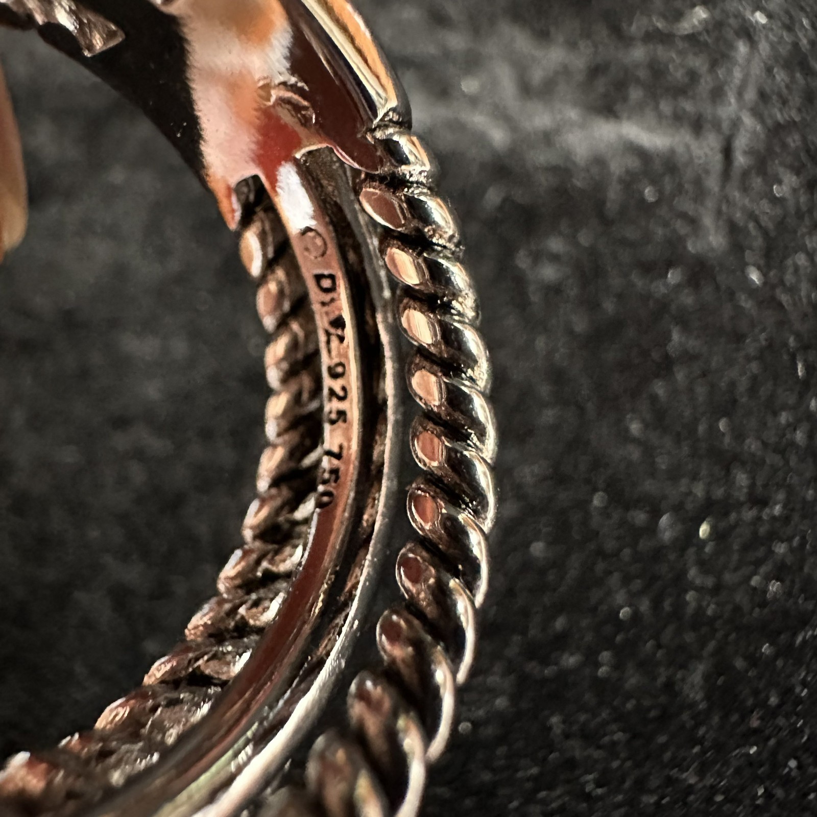 David Yurman Petite Helena Wrap Three Row Ring 925 with 18K Gold Diamonds sz 8