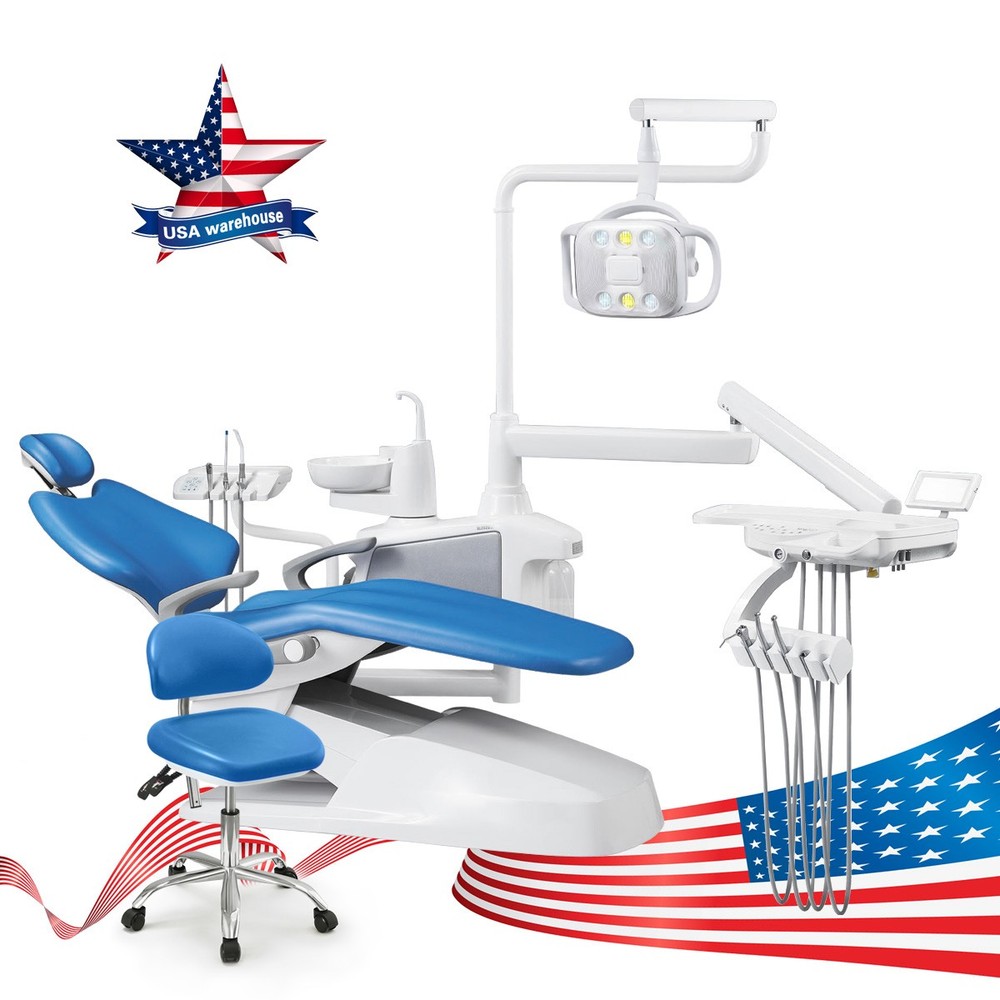 FDA Dental Chair Unit Computer Controlled DC Motor Hard Leather+Stool Kit/Sensor