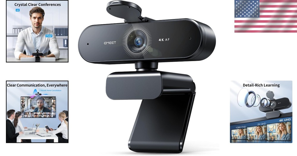 NOVA 4K Webcam - 73° FOV, Auto Light Correction