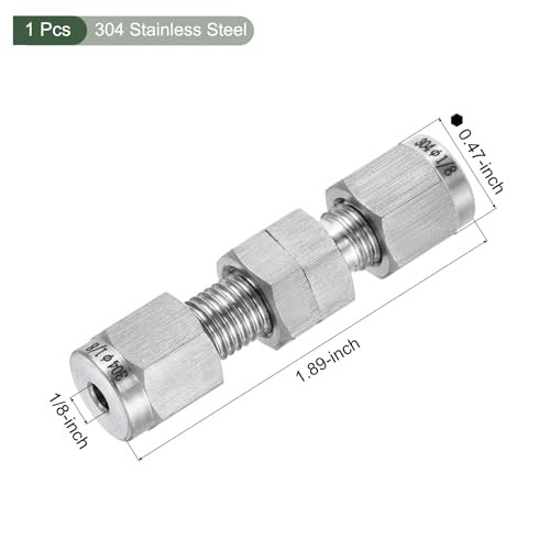 Compression Tubes Fitting, Bulkhead Union Coupling Adapter 304 Stainless