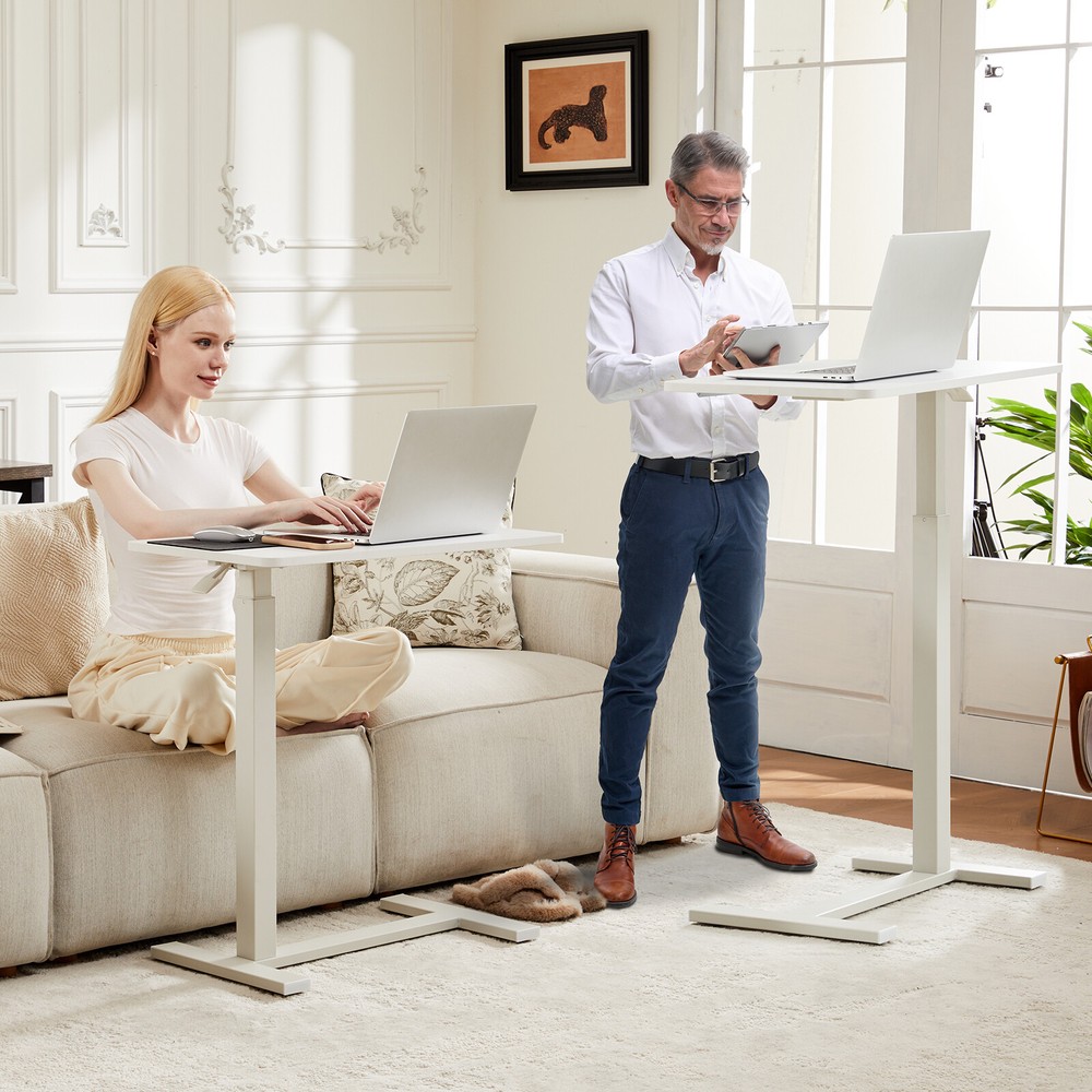 Adjustable Overbed Mobile Standing Desk Table with Wheel Rolling Bedside Table