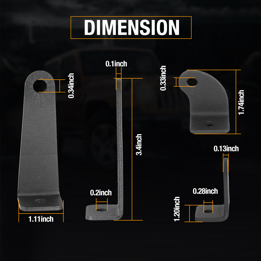 2PCS Universal Side-Mounted Bracket Adjustable For Straight Curved Led Light Bar