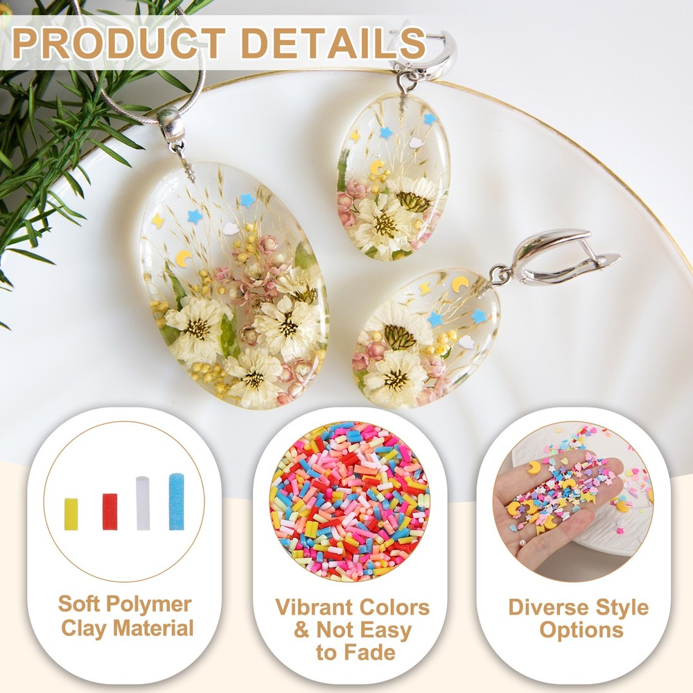 Fake Sprinkles, 6 Set Long-Style Granules, Multicolored