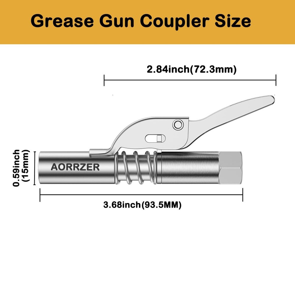 AORRZER Grease Gun Coupler 2 PCS, Strong Lock-on Greases 2 Silver