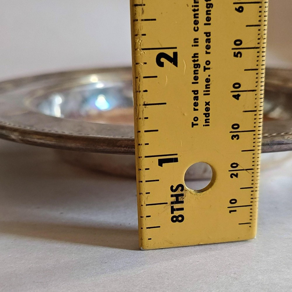 VTG Silverplate Trinket Tray Coaster Cork Insert Ornate Beaded Edge 6.5" Barware