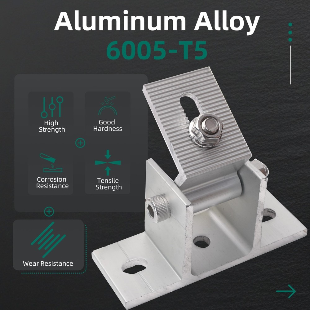 4 Pack Adjustable Solar Panel Tilt Mount Bracket Base, Tilt Angle 10°-60