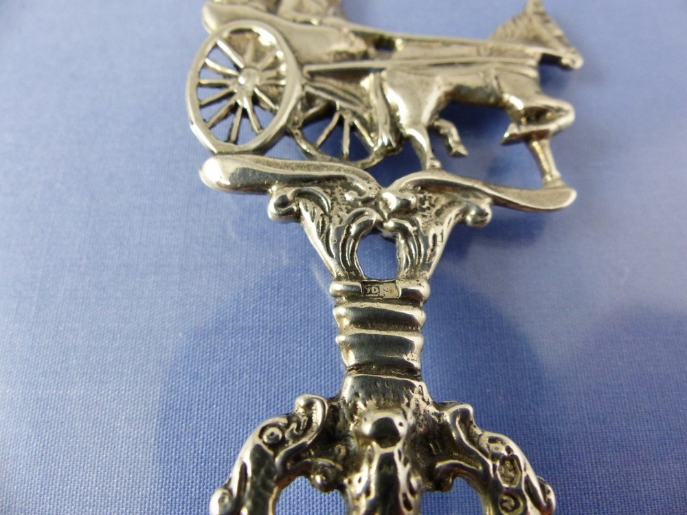 FIGURATIVE CARRIAGE TOP SERVING SPOON .835 SILVER BY GRONINGEN MAKER