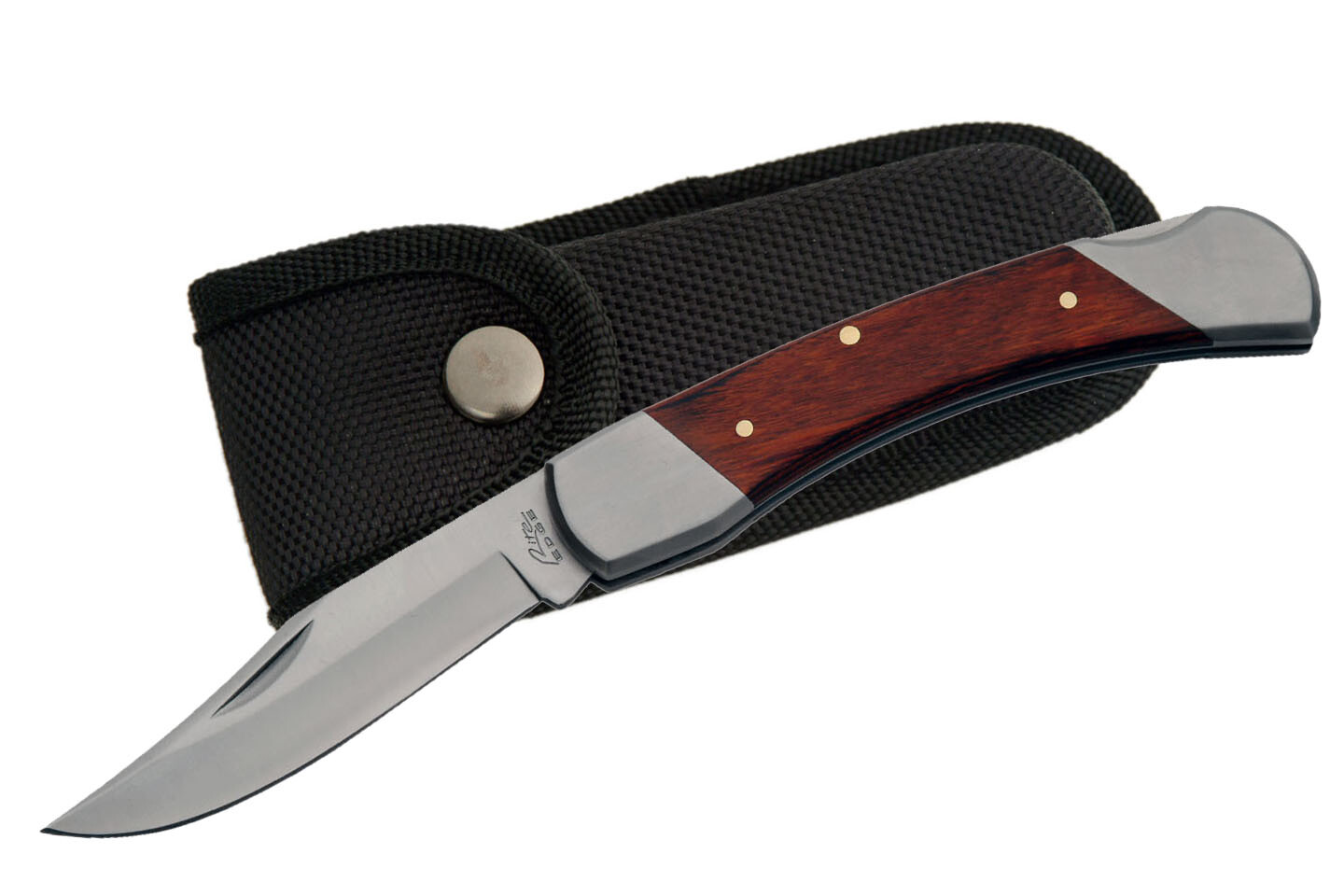 Large 8.5" Classic Lockback Folding Knife, Hardwood Handles, Sheath included 110