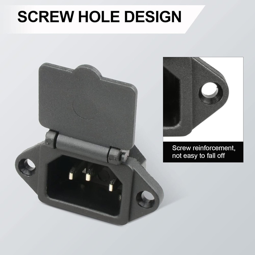 2 Pcs AC 250V 10A IEC 320 C14 Panel Mount Plug Adapter Power Connector Socket